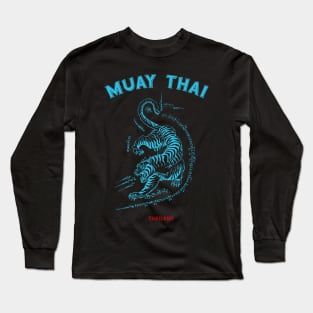 Muay Thai Tiger Sak Yant Tattoo Kickboxing Thailand Long Sleeve T-Shirt